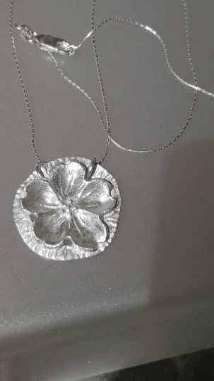 Cherry Blossom Circle Pendant Sakura Necklace Sterling Silver - Gems by Gigi