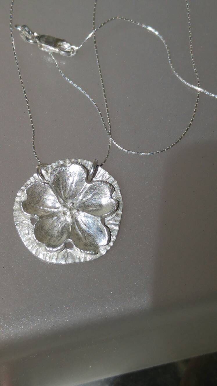 Cherry Blossom Circle Pendant Sakura Necklace Sterling Silver - Gems by Gigi