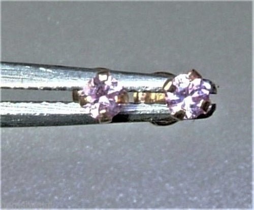 Children Stud Earrings Screwback Pink Sapphire Yellow Gold 14kt - Gems by Gigi