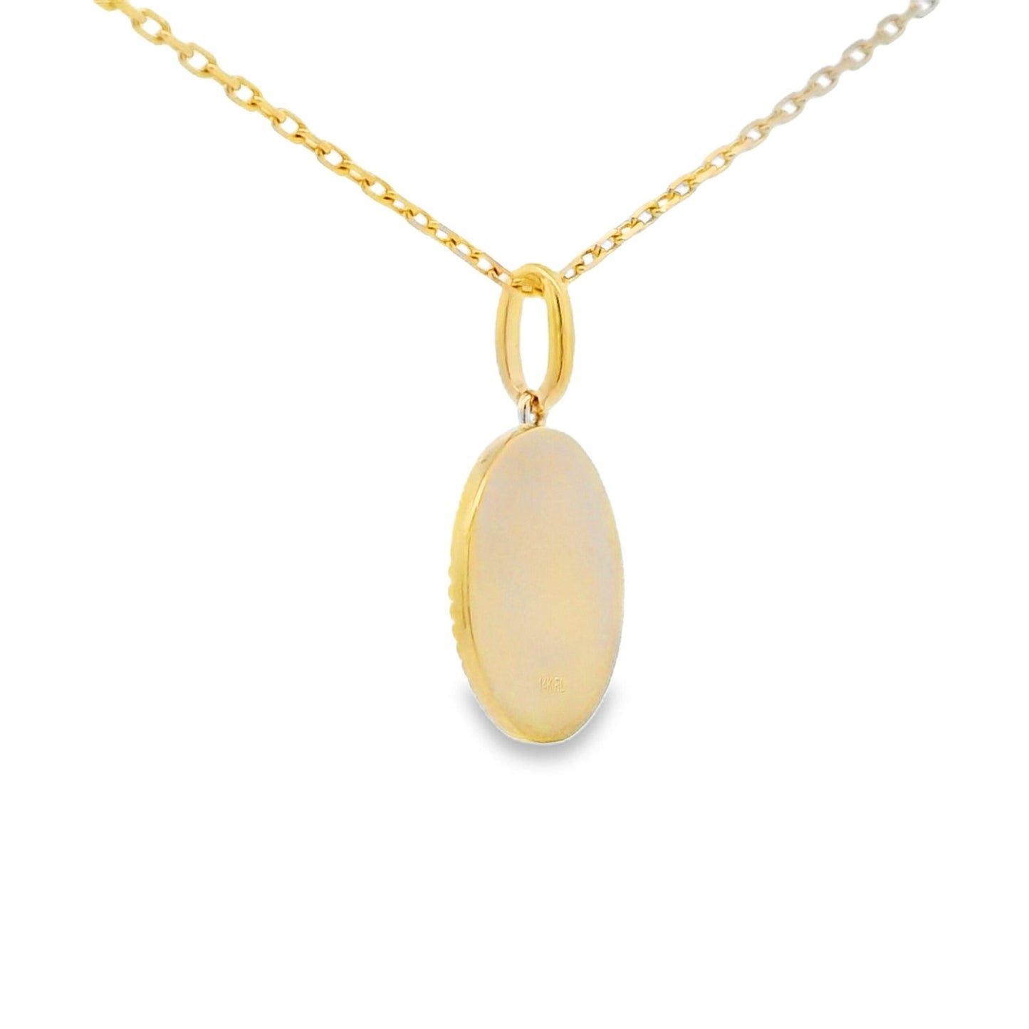Circle Diamond Cross Pendant Yellow Gold 14kt - Gems by Gigi