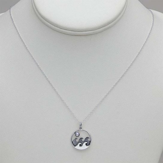 Circle Waves Pearl Moon Pendant Sterling Silver - Gems by Gigi