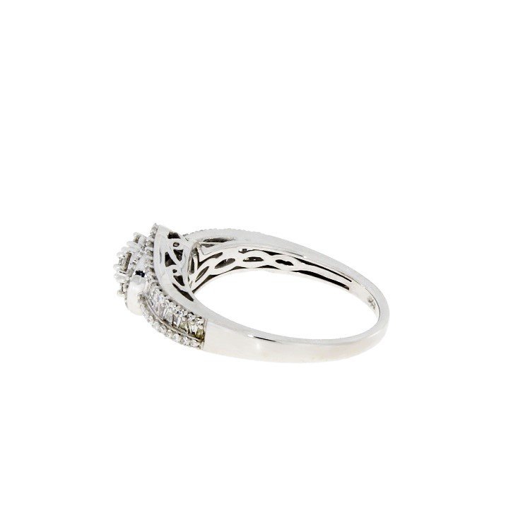 Cluster Diamond Halo Engagement Ring White Gold 10kt - Gems by Gigi