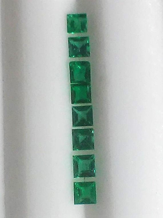 Colombian Emerald Gem Supply 8 Stone Lot 1.9 - 2mm Square 0.34cttw - Gems by Gigi