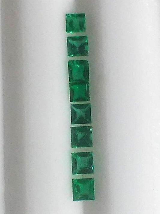 Colombian Emerald Gem Supply 8 Stone Lot 1.9 - 2mm Square 0.34cttw - Gems by Gigi