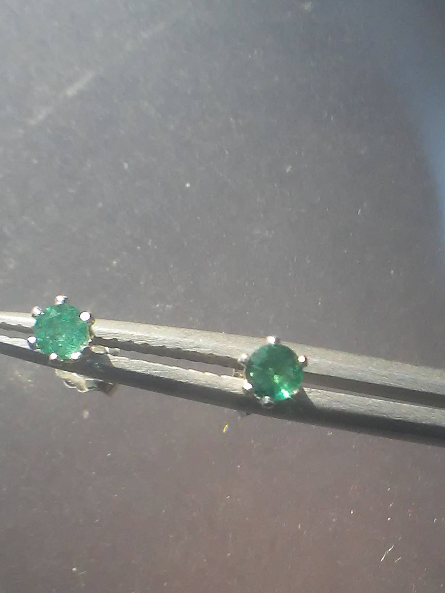 Colombian Emerald Stud Earrings Sterling Silver - Gems by Gigi