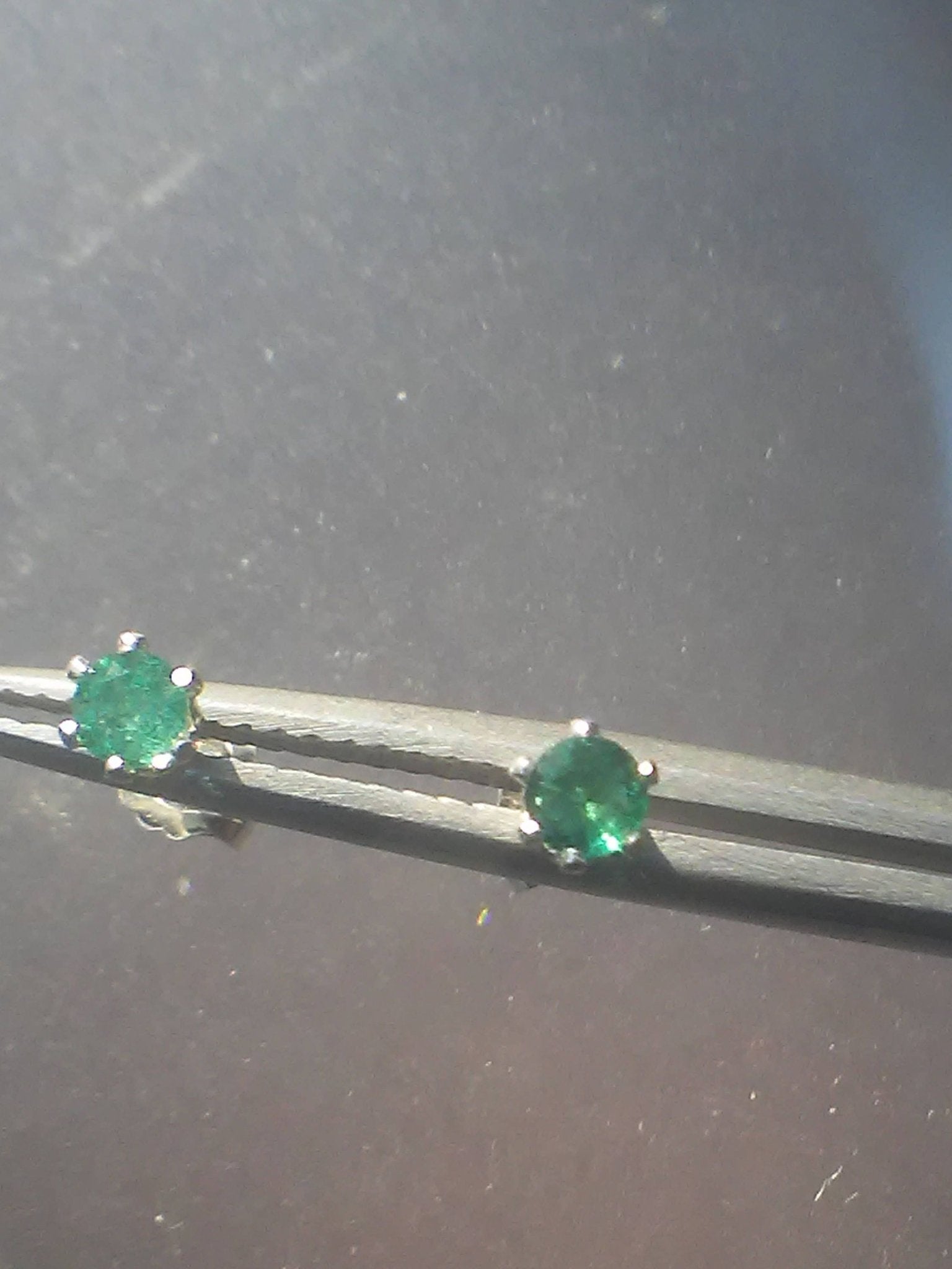 Colombian Emerald Stud Earrings Sterling Silver - Gems by Gigi