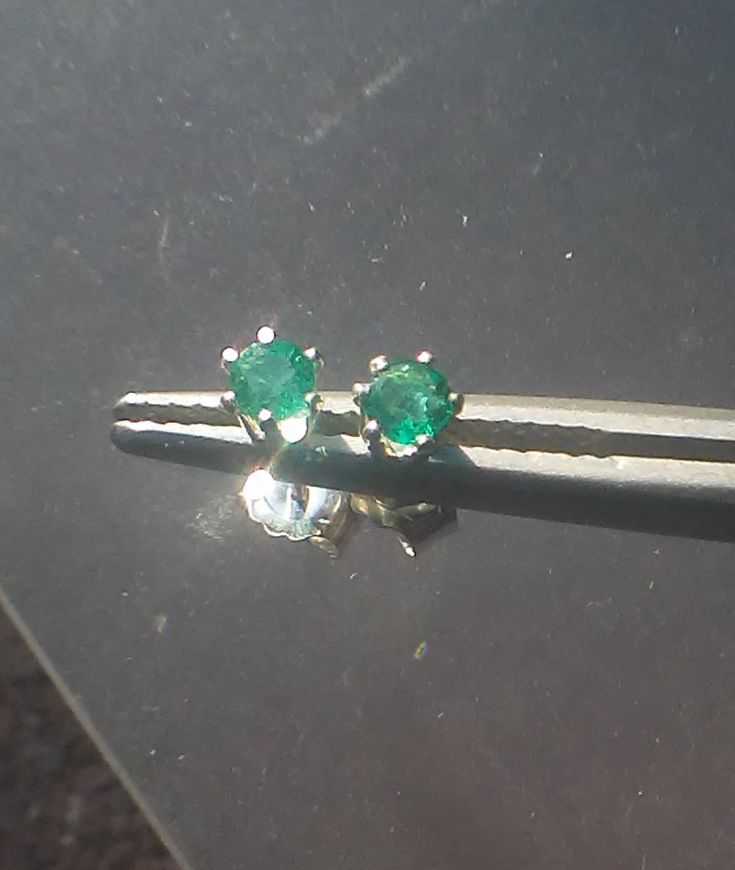 Colombian Emerald Stud Earrings Sterling Silver - Gems by Gigi