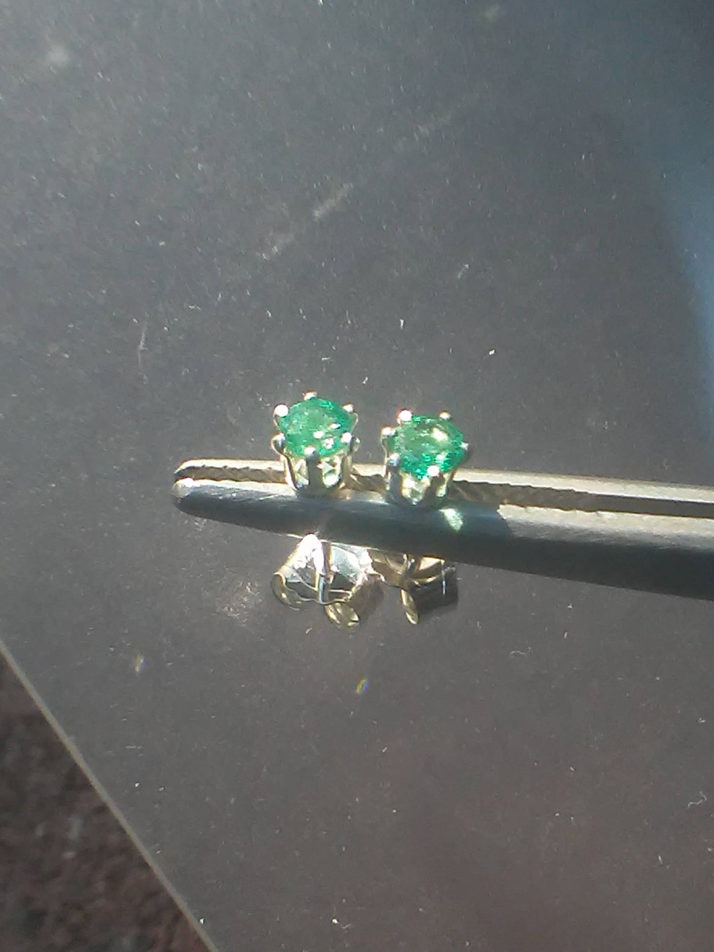Colombian Emerald Stud Earrings Sterling Silver - Gems by Gigi