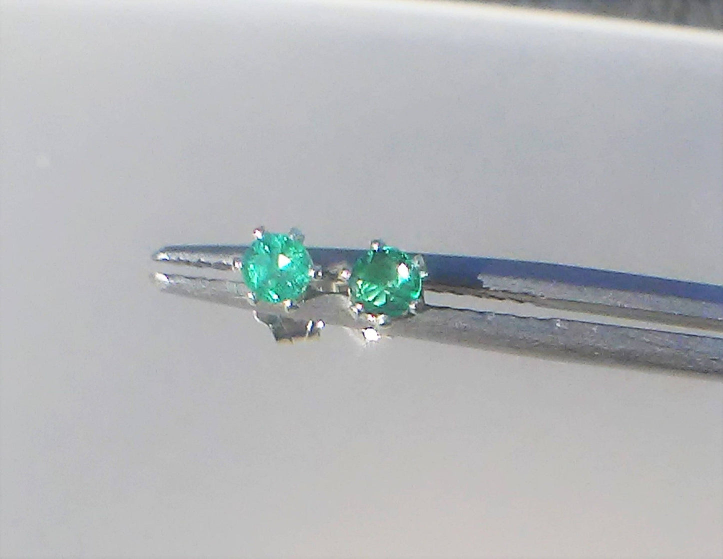 Colombian Emerald Stud Earrings Sterling Silver - Gems by Gigi
