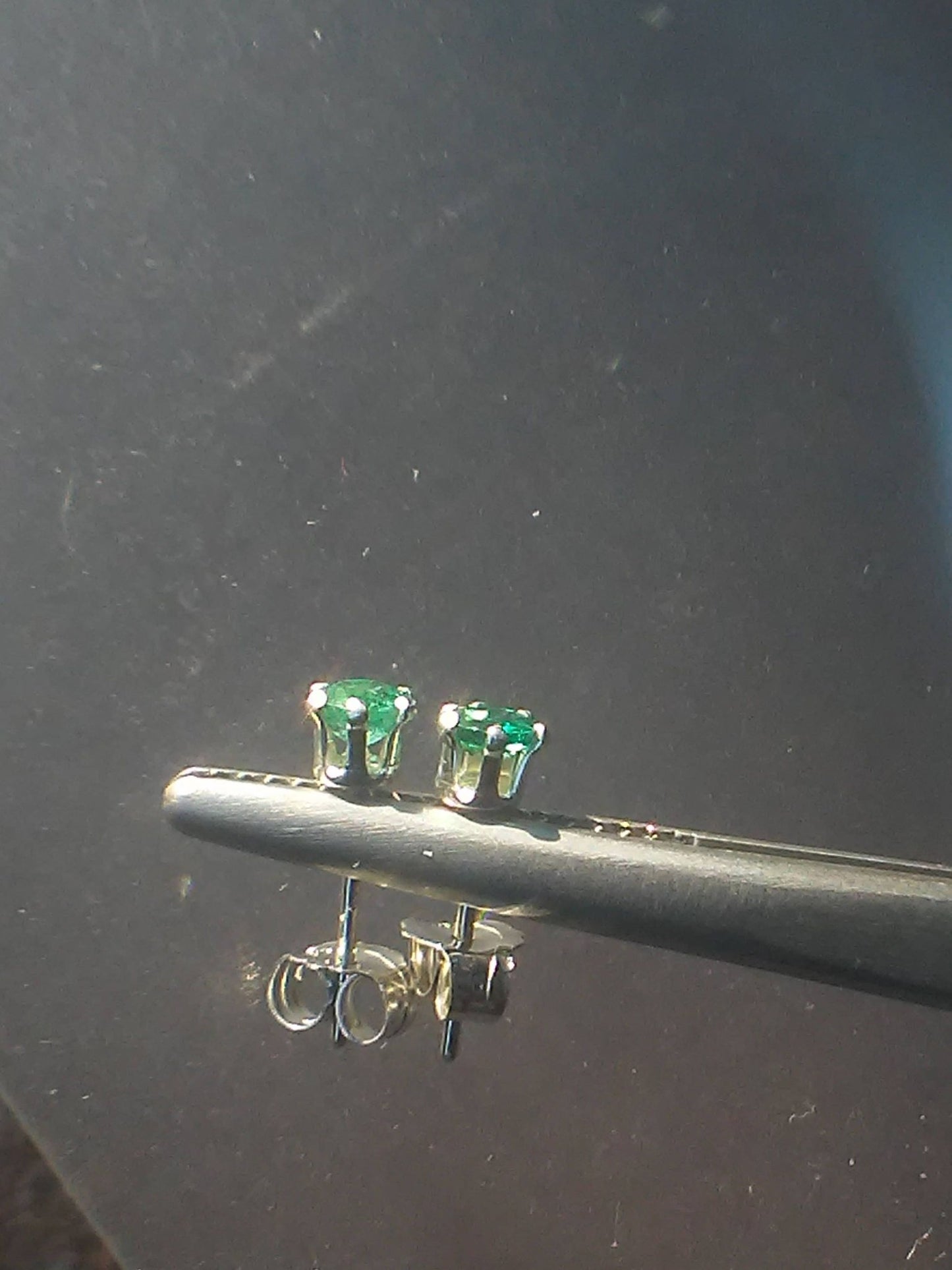 Colombian Emerald Stud Earrings Sterling Silver - Gems by Gigi