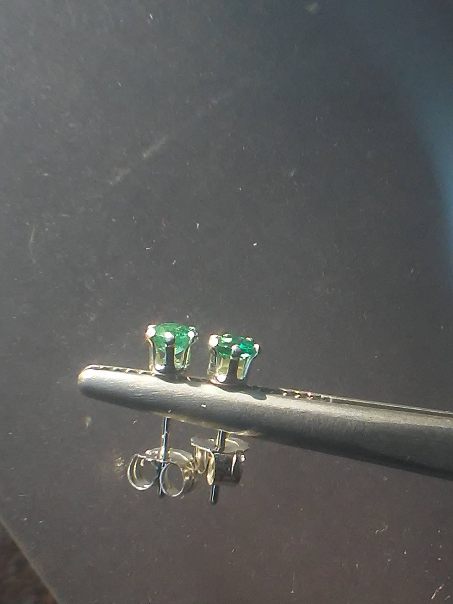 Colombian Emerald Stud Earrings Sterling Silver - Gems by Gigi