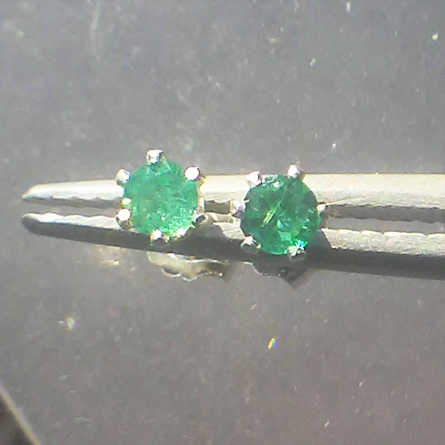 Colombian Emerald Stud Earrings Sterling Silver - Gems by Gigi