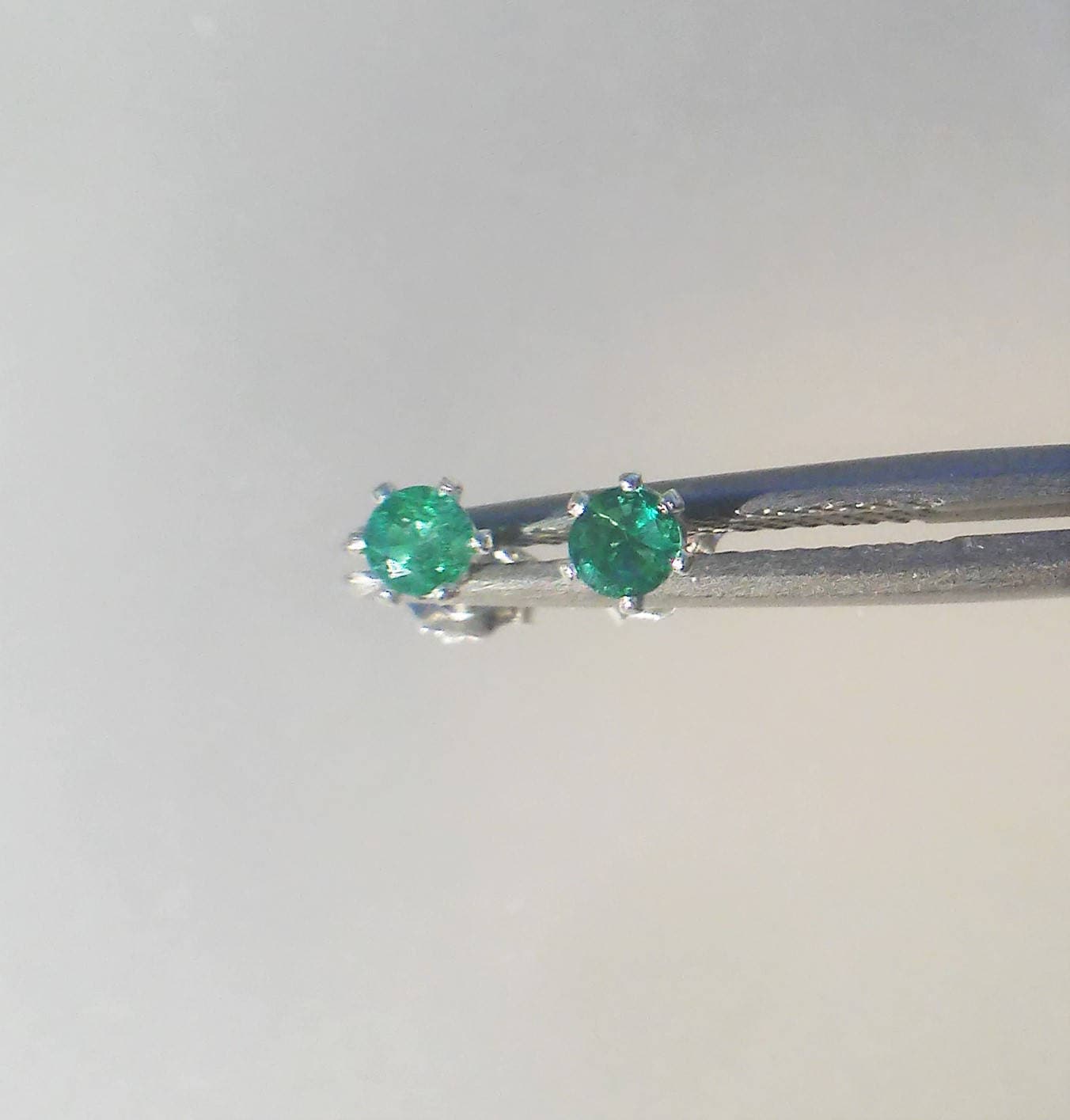 Colombian Emerald Stud Earrings Sterling Silver - Gems by Gigi