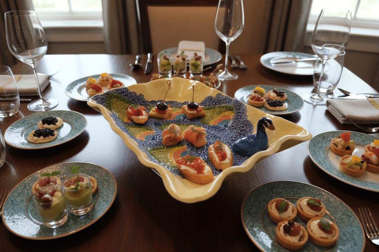 Colorful Ceramic Peacock 3D Platter Plate Textured Feathers - Gems by Gigi