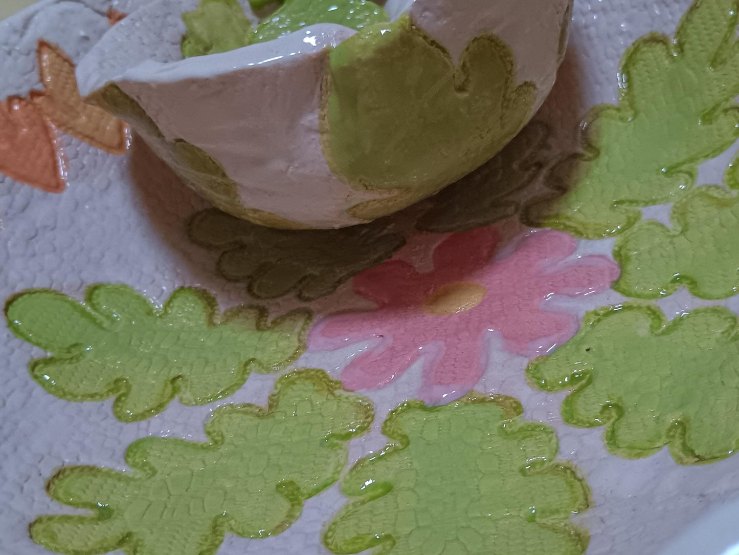 Colorful Chip and Dip Bowl Handmade Ceramic Leaf Design - Gems by Gigi