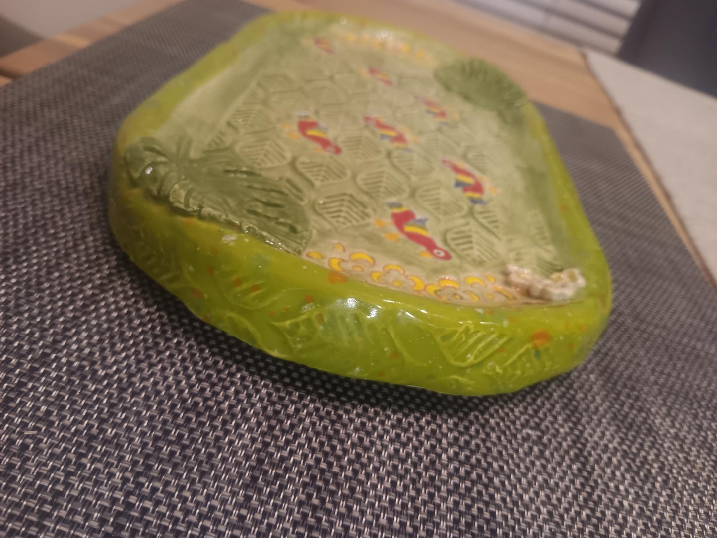 Colorful Parrots Flower Leaf Monstera Ceramic Platter - Gems by Gigi