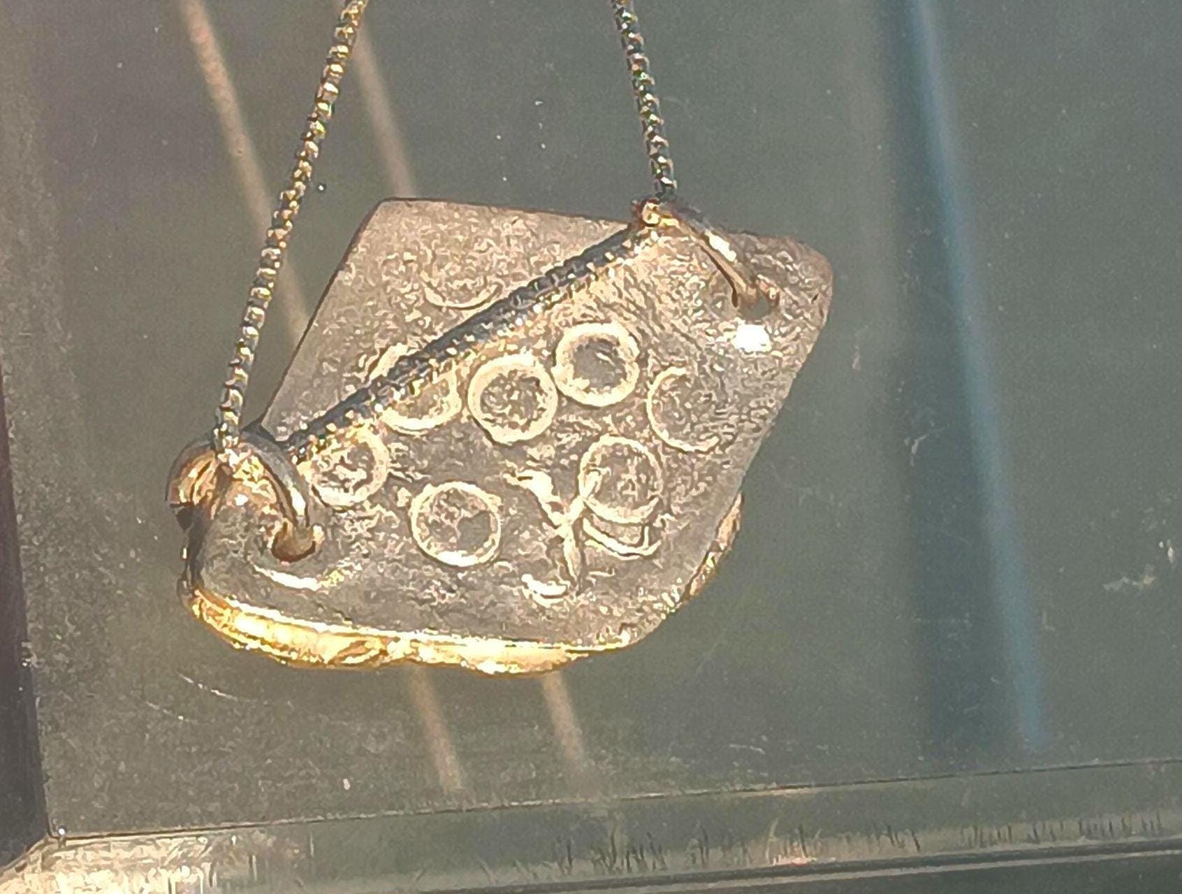 Crab Emerald Pendant Necklace Fine Silver 22kt Gold - Gems by Gigi