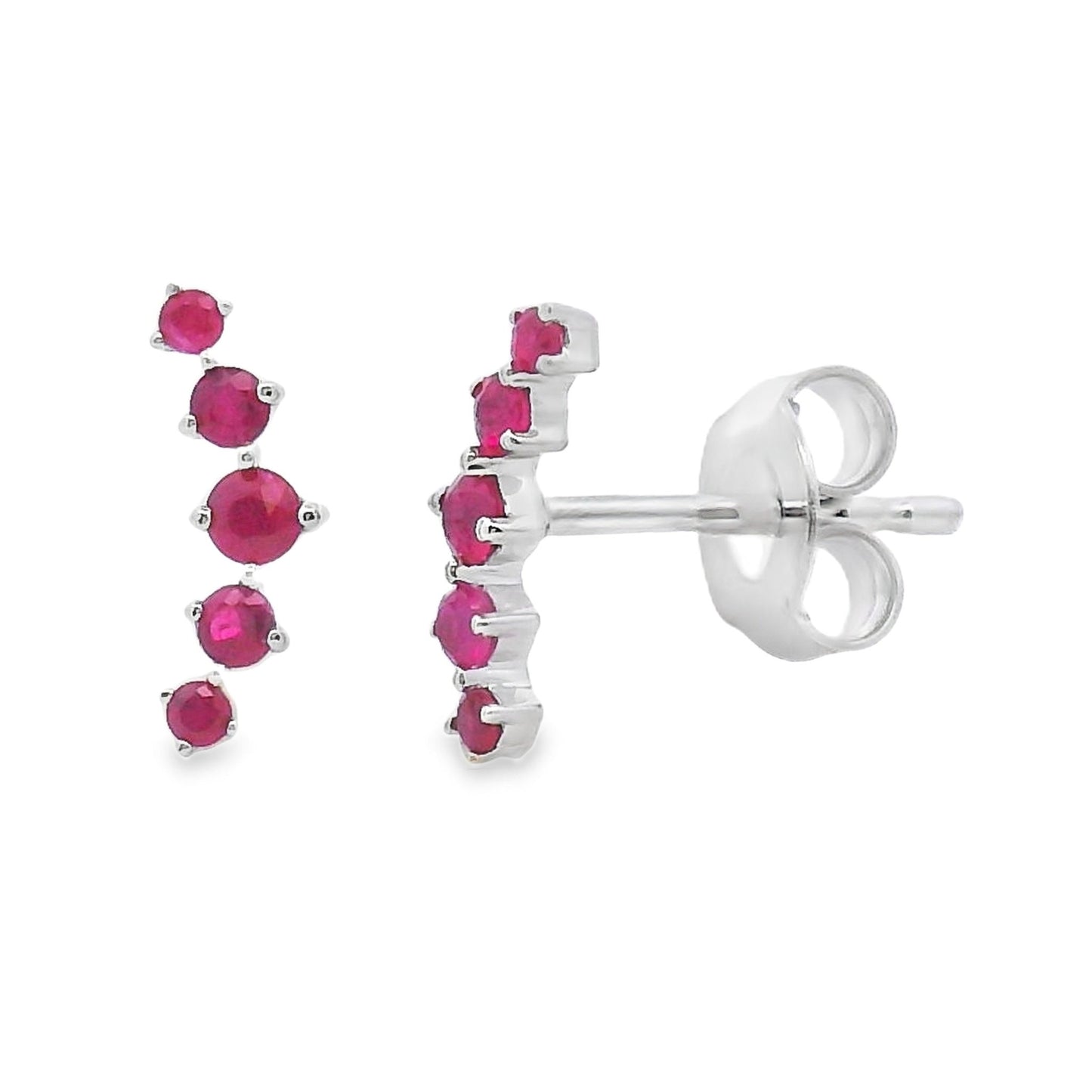 Curved Ruby Line Earrings 14kt Gold - Gems by Gigi