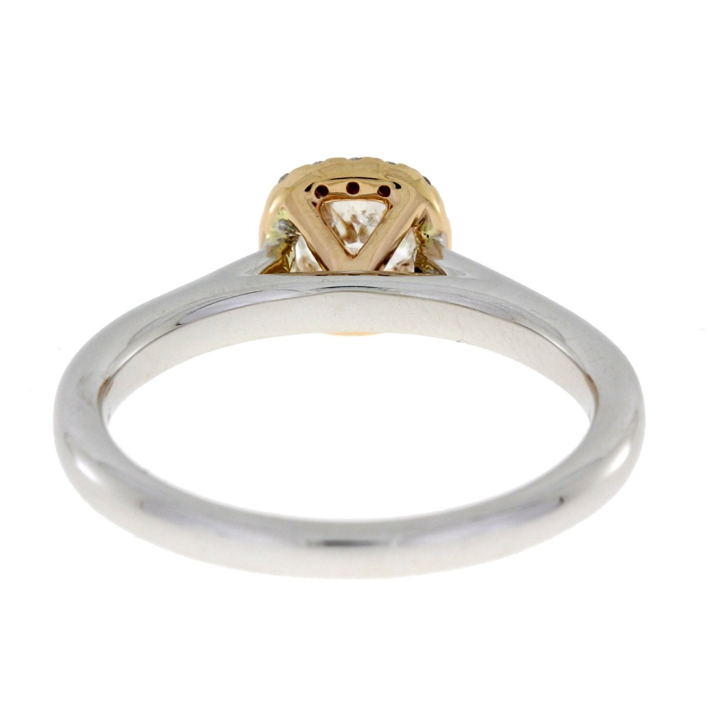 Cushion Diamond Halo Engagement Ring Two Tone Gold 14kt - Gems by Gigi