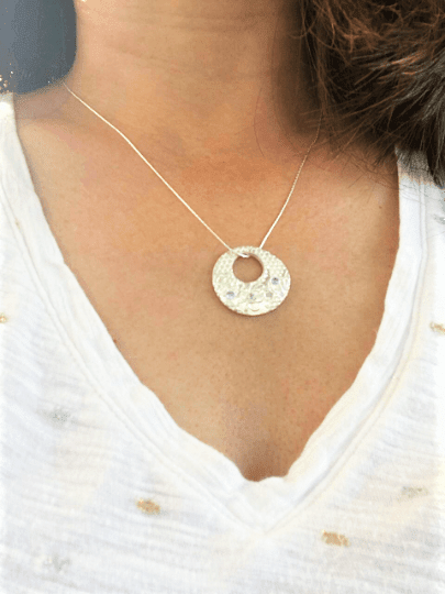 Custom Birthstone Orchid Pendant Fine Silver - Gems by Gigi