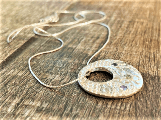 Custom Birthstone Orchid Pendant Fine Silver - Gems by Gigi
