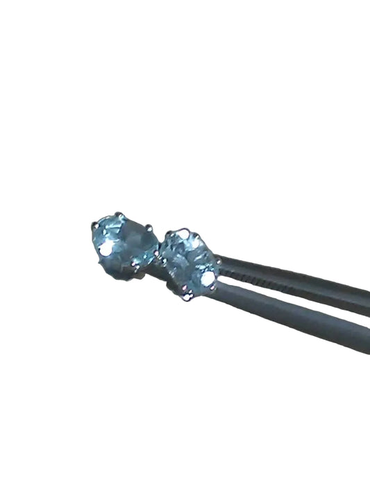 Oval Aquamarine Stud Earrings Sterling Silver