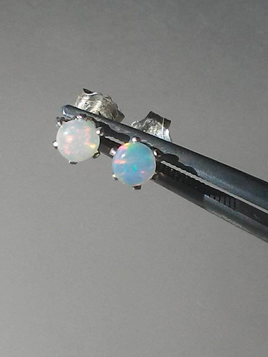 Ethiopian Welo Opal Stud Earrings Sterling Silver