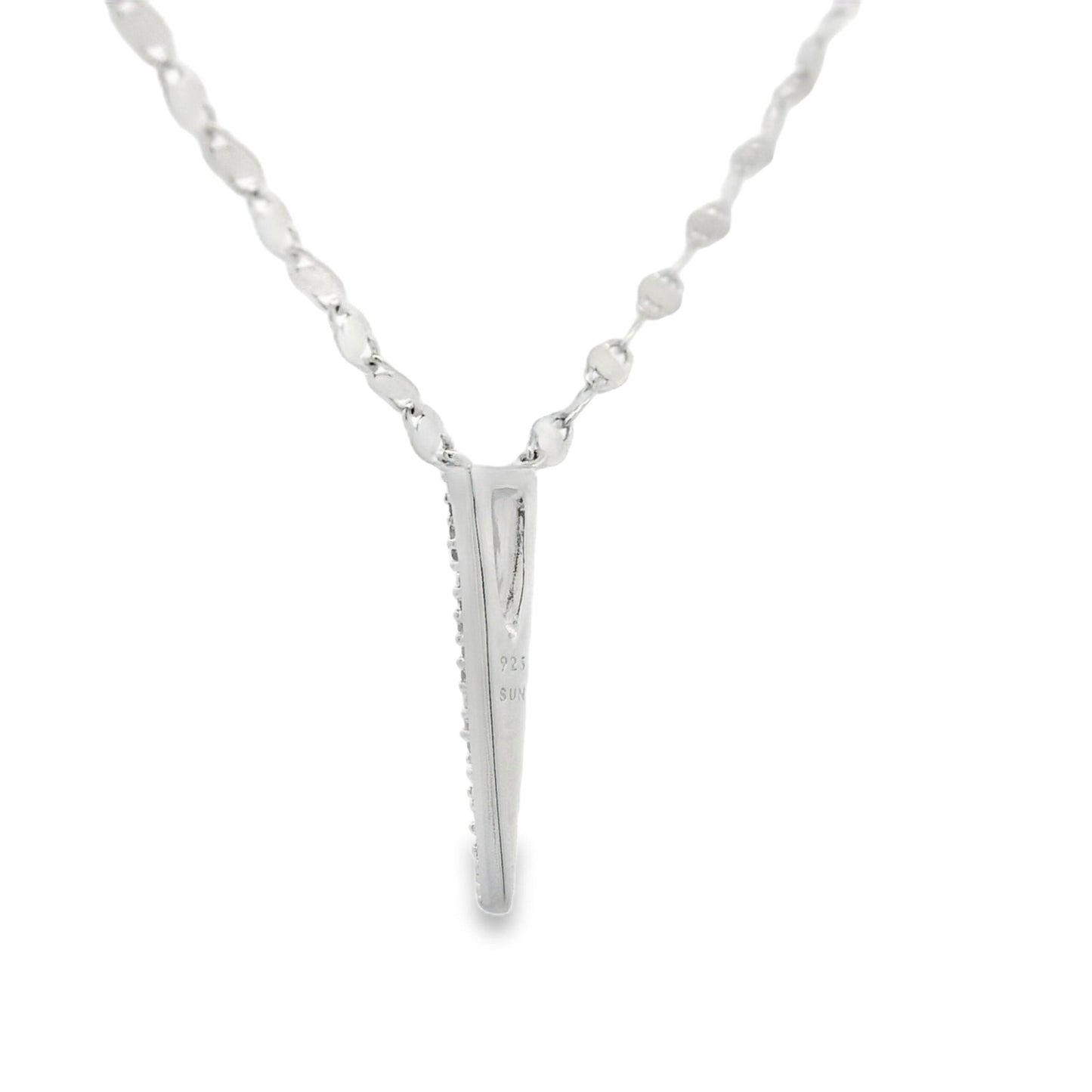 Diamond Accent Spike Pendant Necklace Sterling Silver Modern Dagger Style Chain - Gems by Gigi