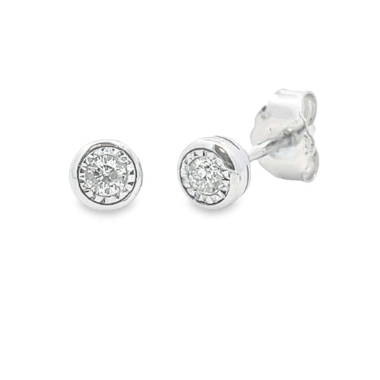 Diamond Bezel Stud Earrings White Gold 10kt - Gems by Gigi