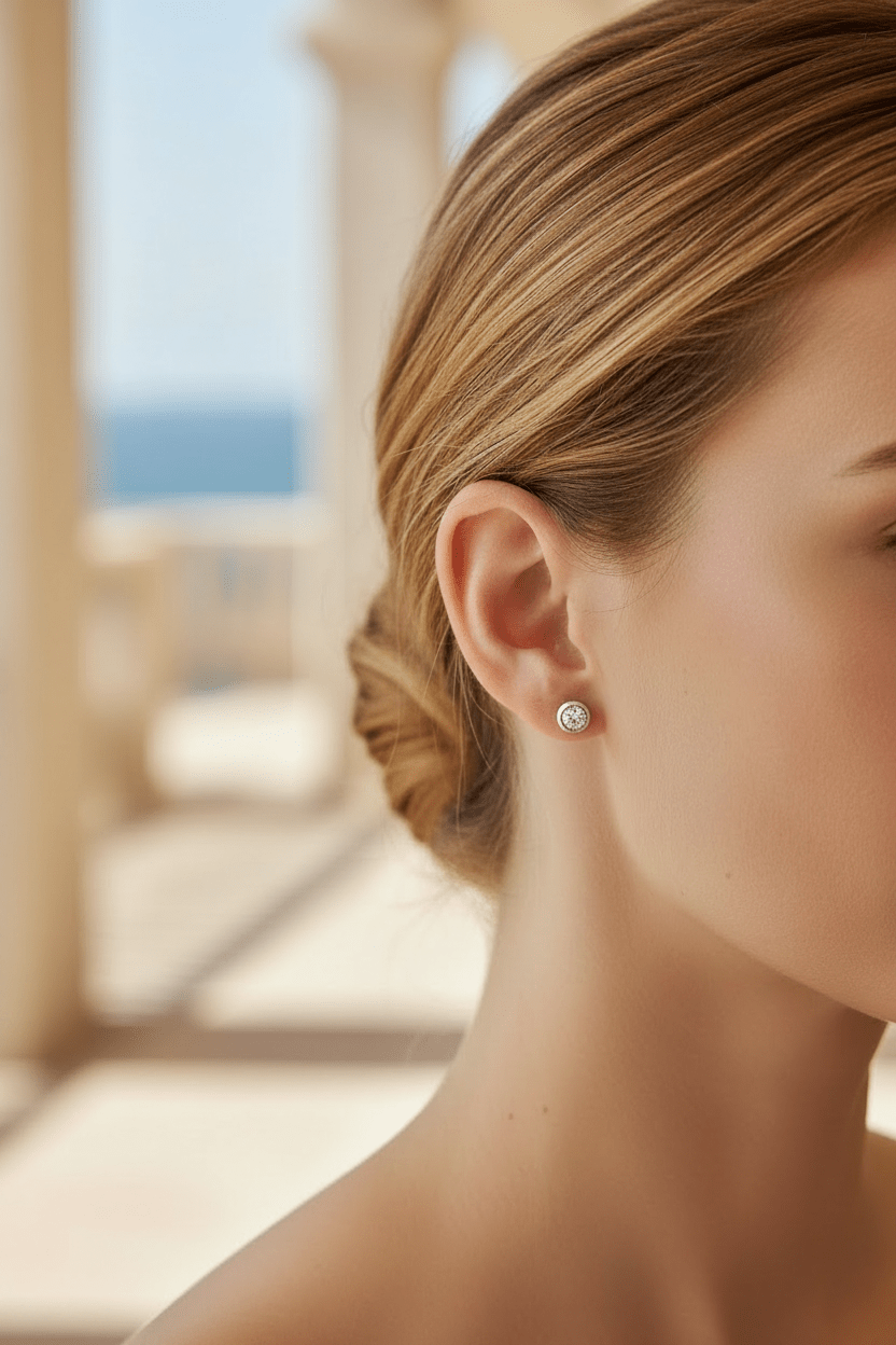 Diamond Bezel Stud Earrings White Gold 10kt - Gems by Gigi