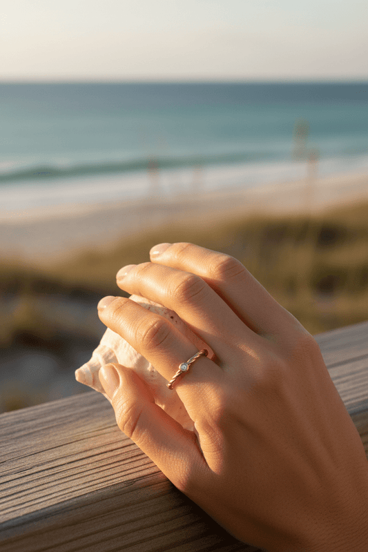 Diamond Bezel Twisted Stacking Band Ring Sterling Silver - Gems by Gigi