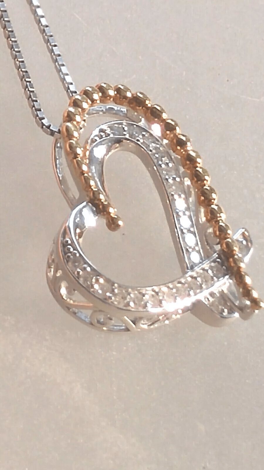 Diamond Heart Pendant Sterling Silver Ball Accents - Gems by Gigi