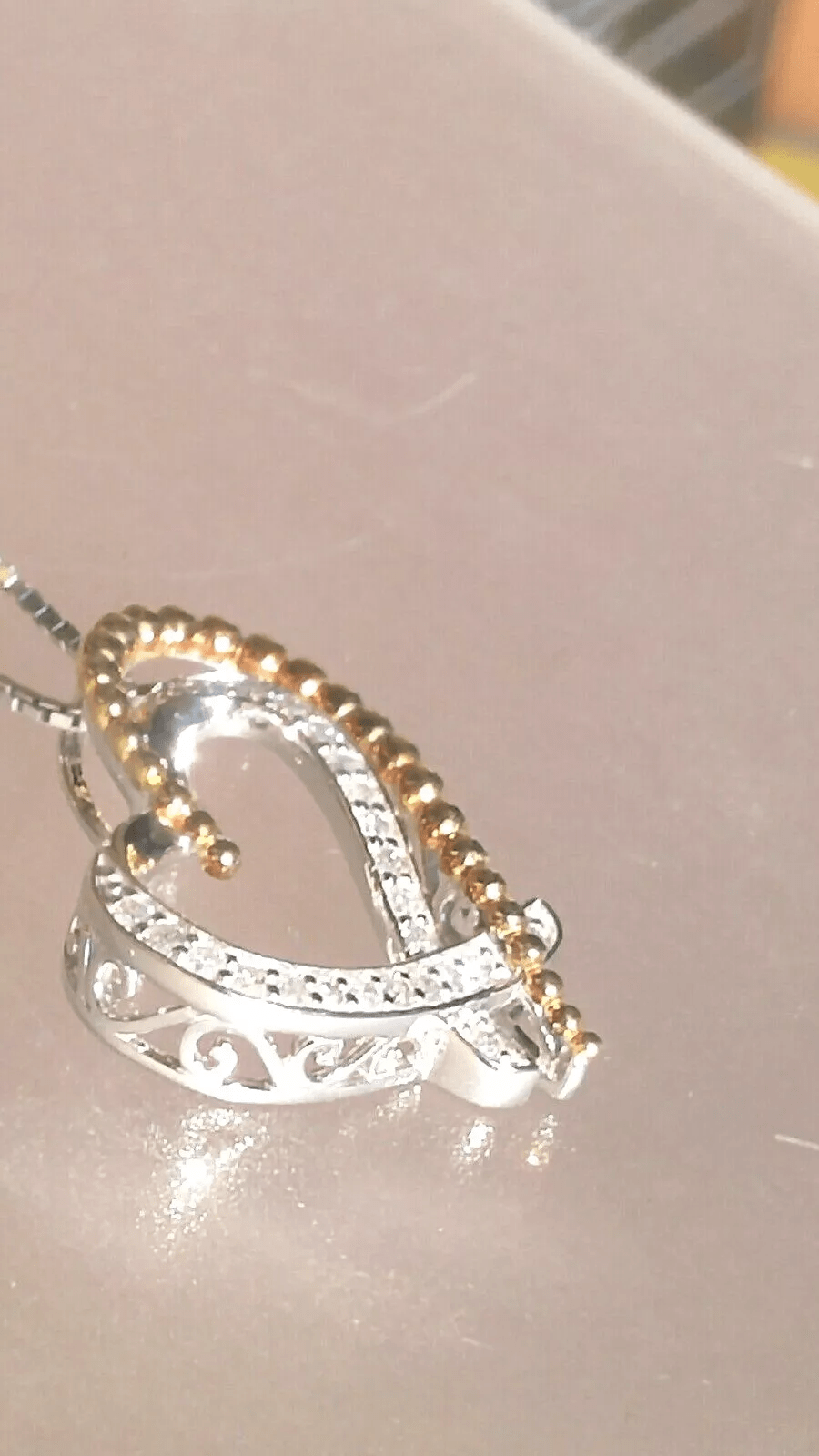 Diamond Heart Pendant Sterling Silver Ball Accents - Gems by Gigi