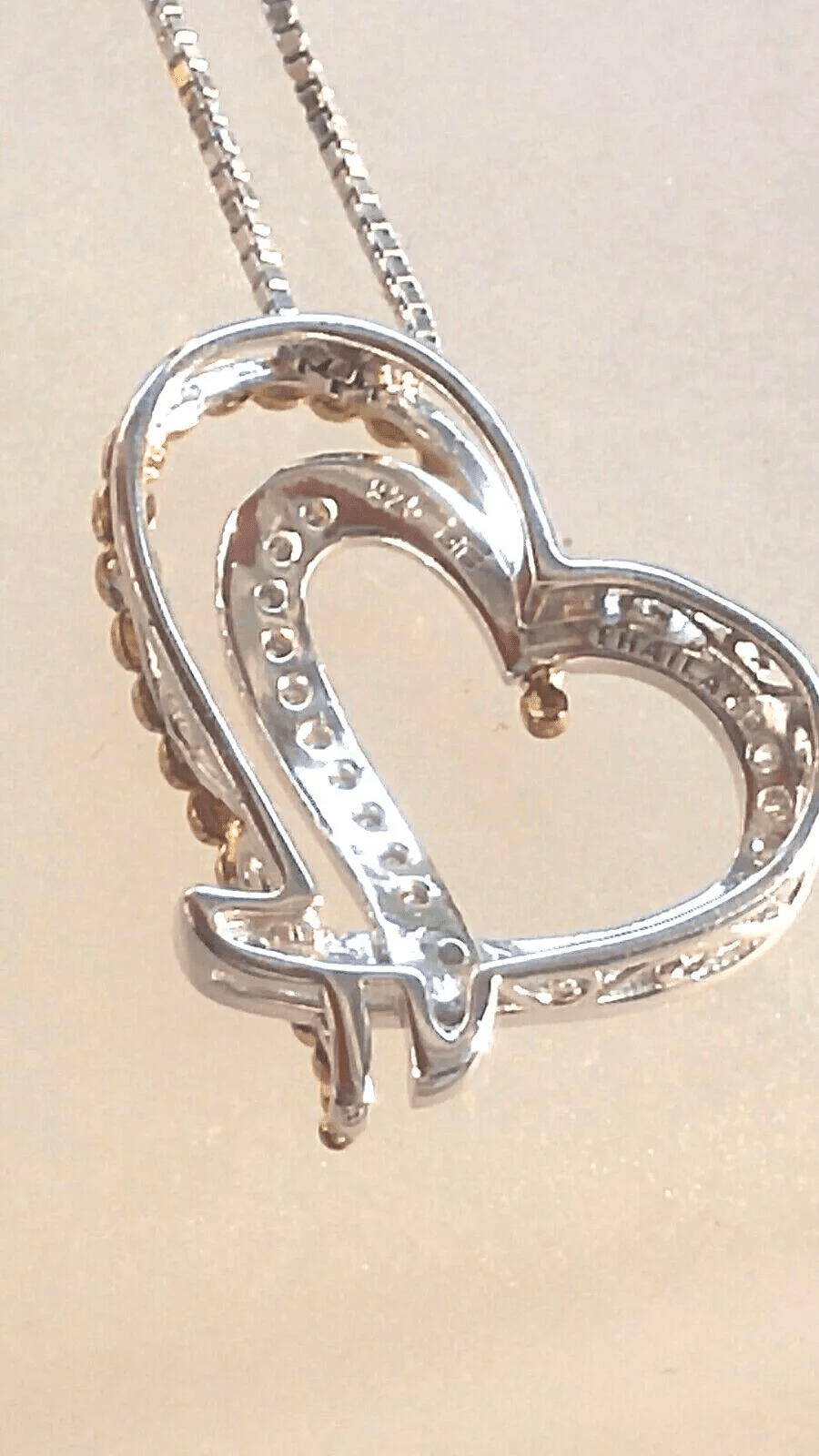 Diamond Heart Pendant Sterling Silver Ball Accents - Gems by Gigi