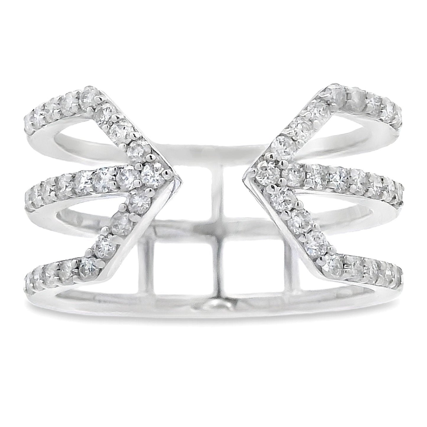 Diamond Three Row Open Band Ring in 10kt White Gold (0.50cttw) - Gems by Gigi