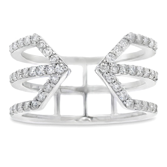 Diamond Three Row Open Band Ring in 10kt White Gold (0.50cttw) - Gems by Gigi
