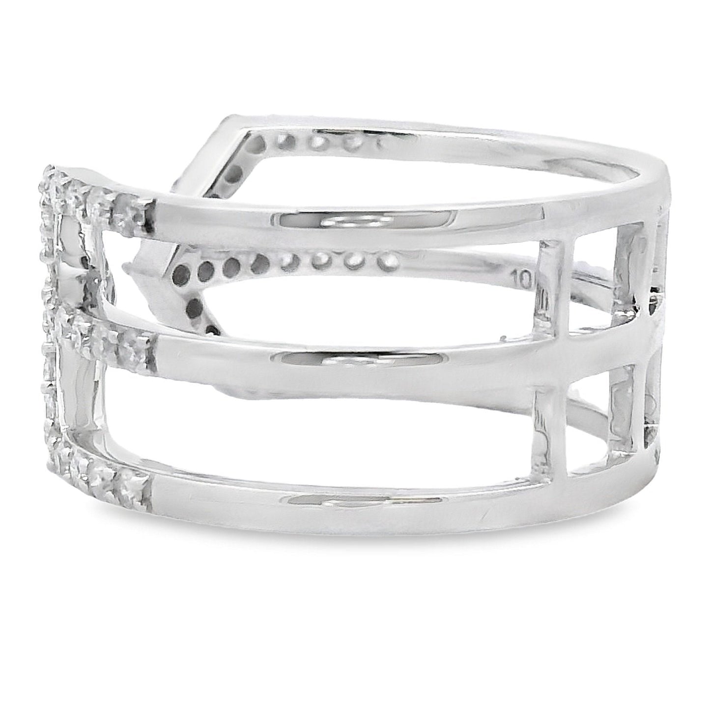 Diamond Three Row Open Band Ring in 10kt White Gold (0.50cttw) - Gems by Gigi