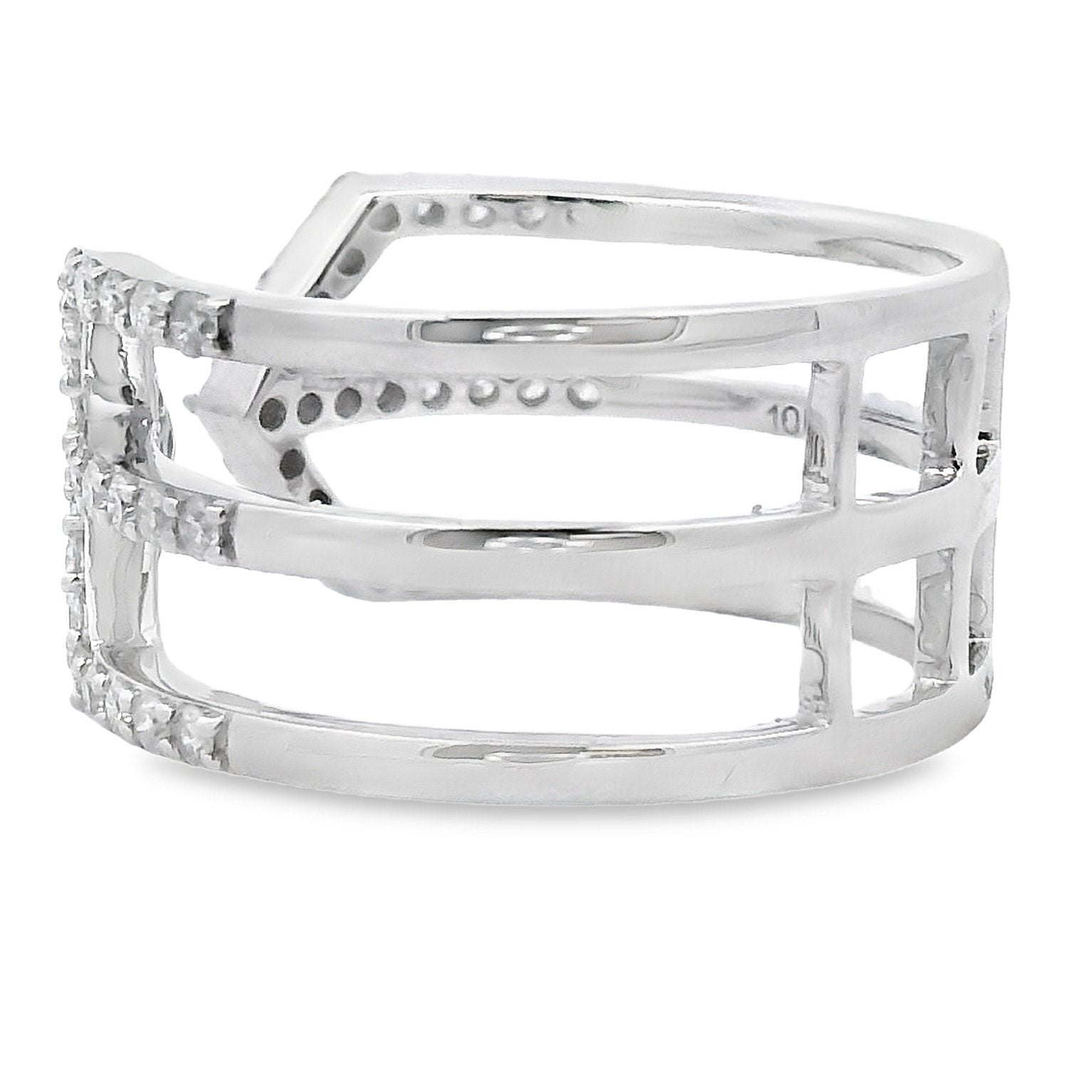 Diamond Three Row Open Band Ring in 10kt White Gold (0.50cttw) - Gems by Gigi
