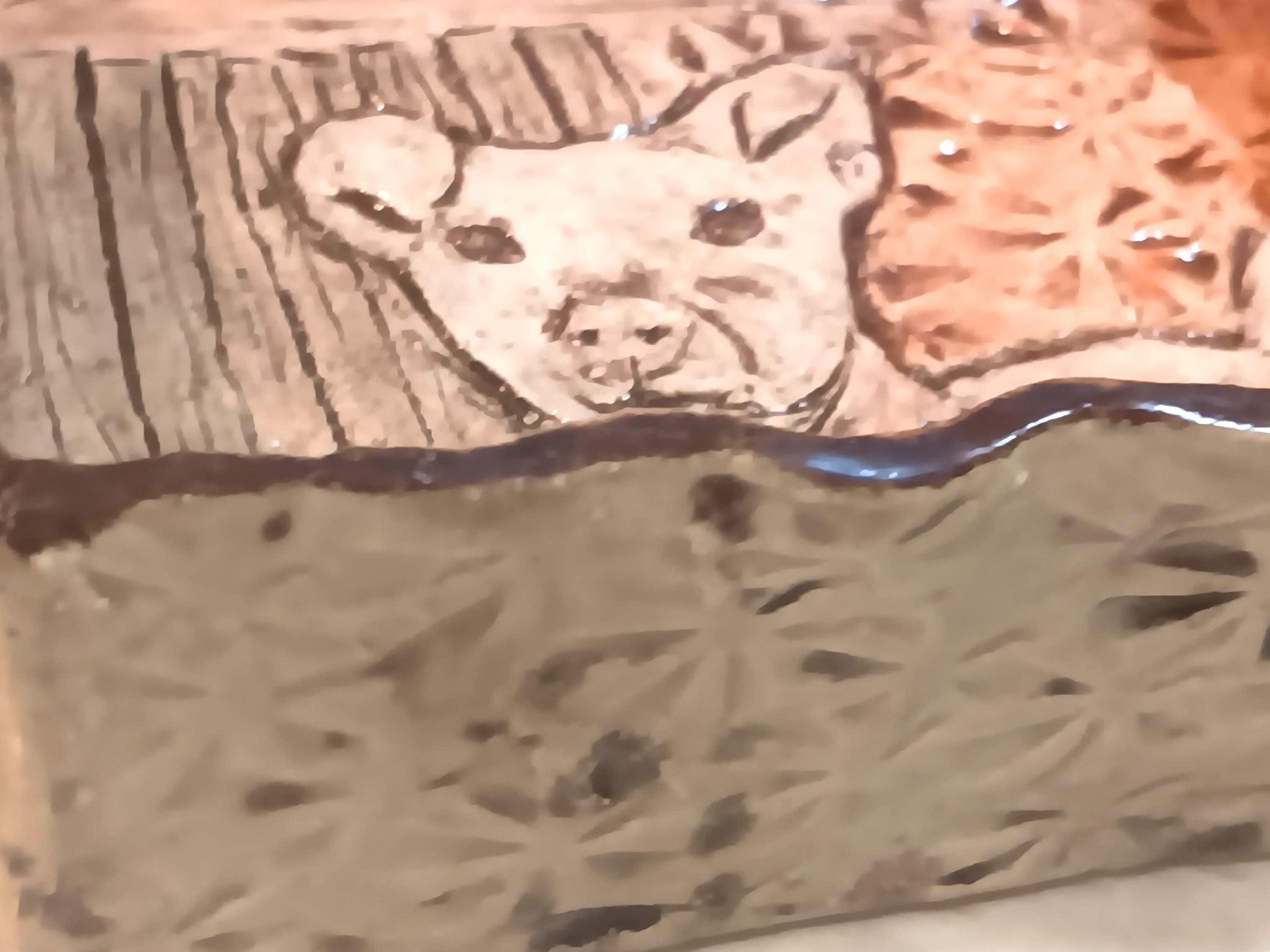 Dog Ceramic Decorative Box Tray Brown Peach Color - Gems by Gigi