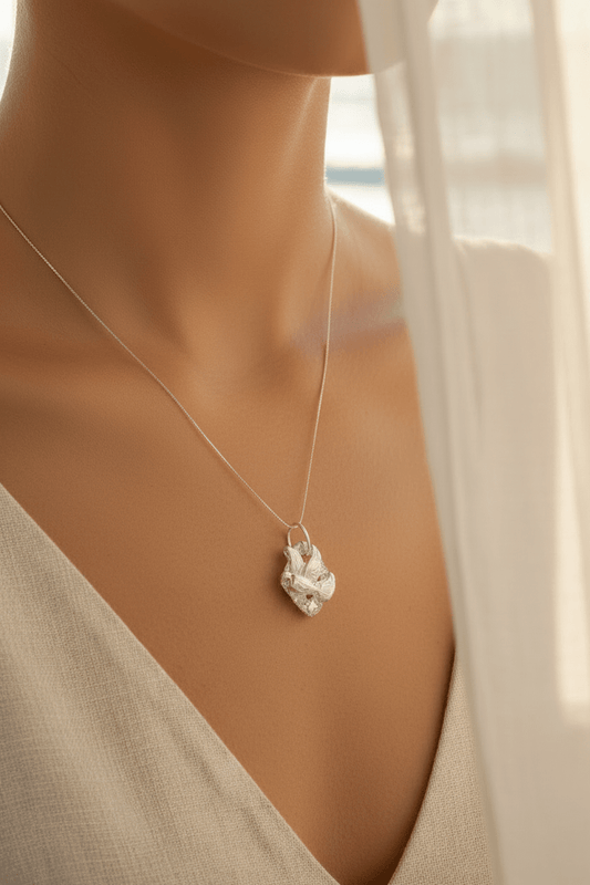Dove Pendant Princess Cut Sapphire Sterling Silver - Gems by Gigi