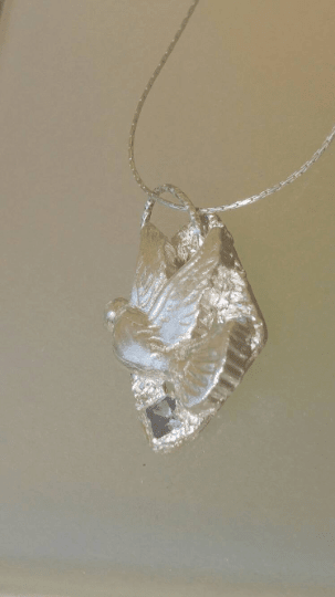 Dove Pendant Princess Cut Sapphire Sterling Silver - Gems by Gigi