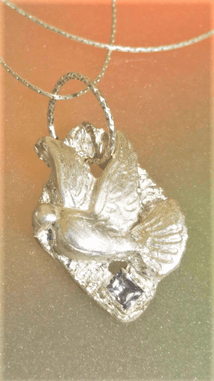 Dove Pendant Princess Cut Sapphire Sterling Silver - Gems by Gigi