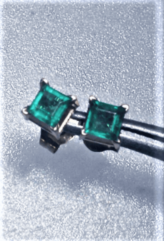 Colombian Emerald Stud Earrings 14kt