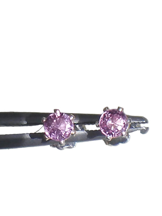 Pink Sapphire Stud Earrings Sterling Silver