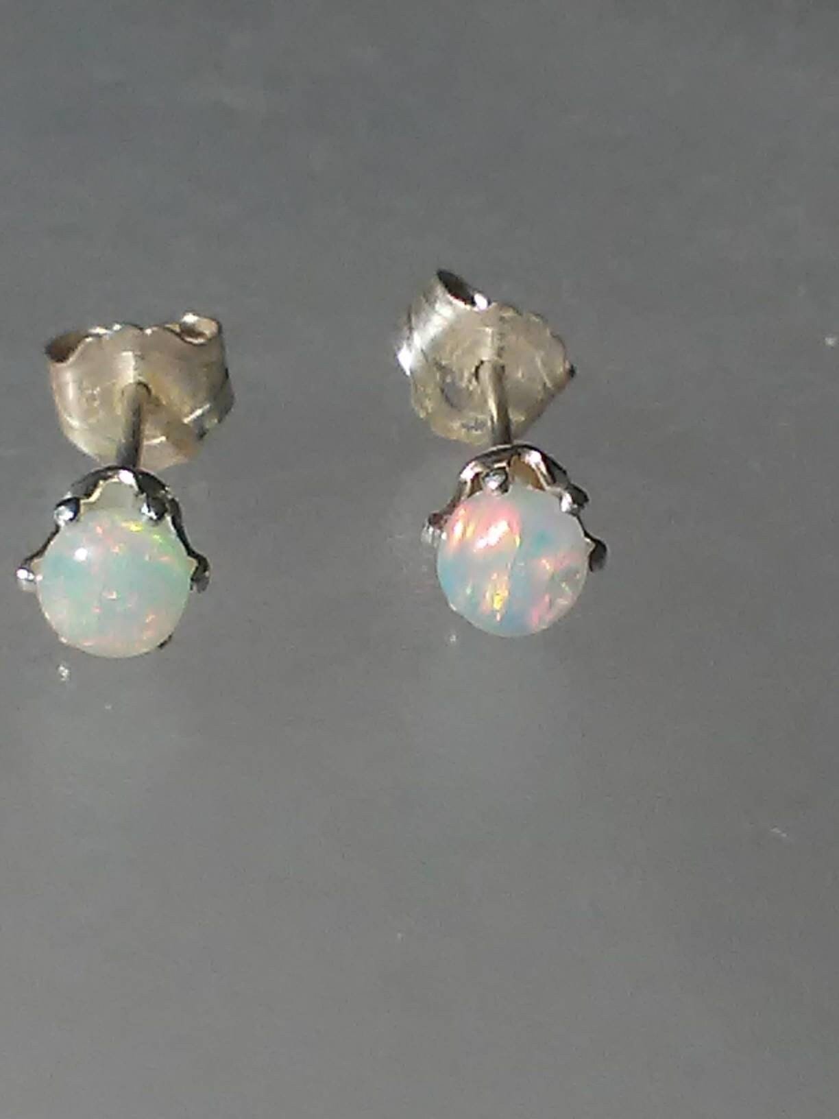 Ethiopian Welo Opal Stud Earrings Sterling Silver - Gems by Gigi