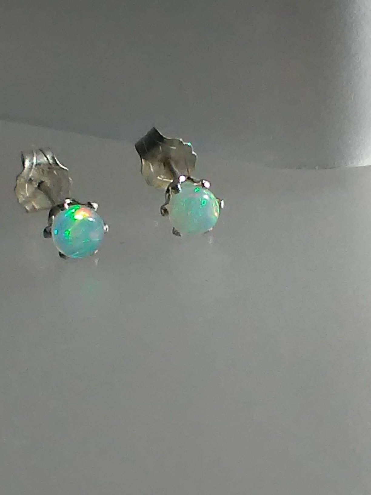 Ethiopian Welo Opal Stud Earrings Sterling Silver - Gems by Gigi