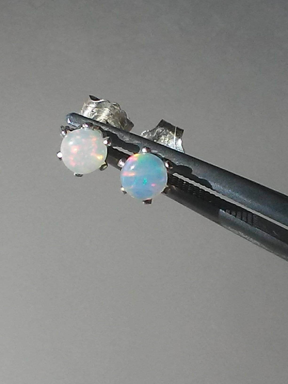 Ethiopian Welo Opal Stud Earrings Sterling Silver - Gems by Gigi
