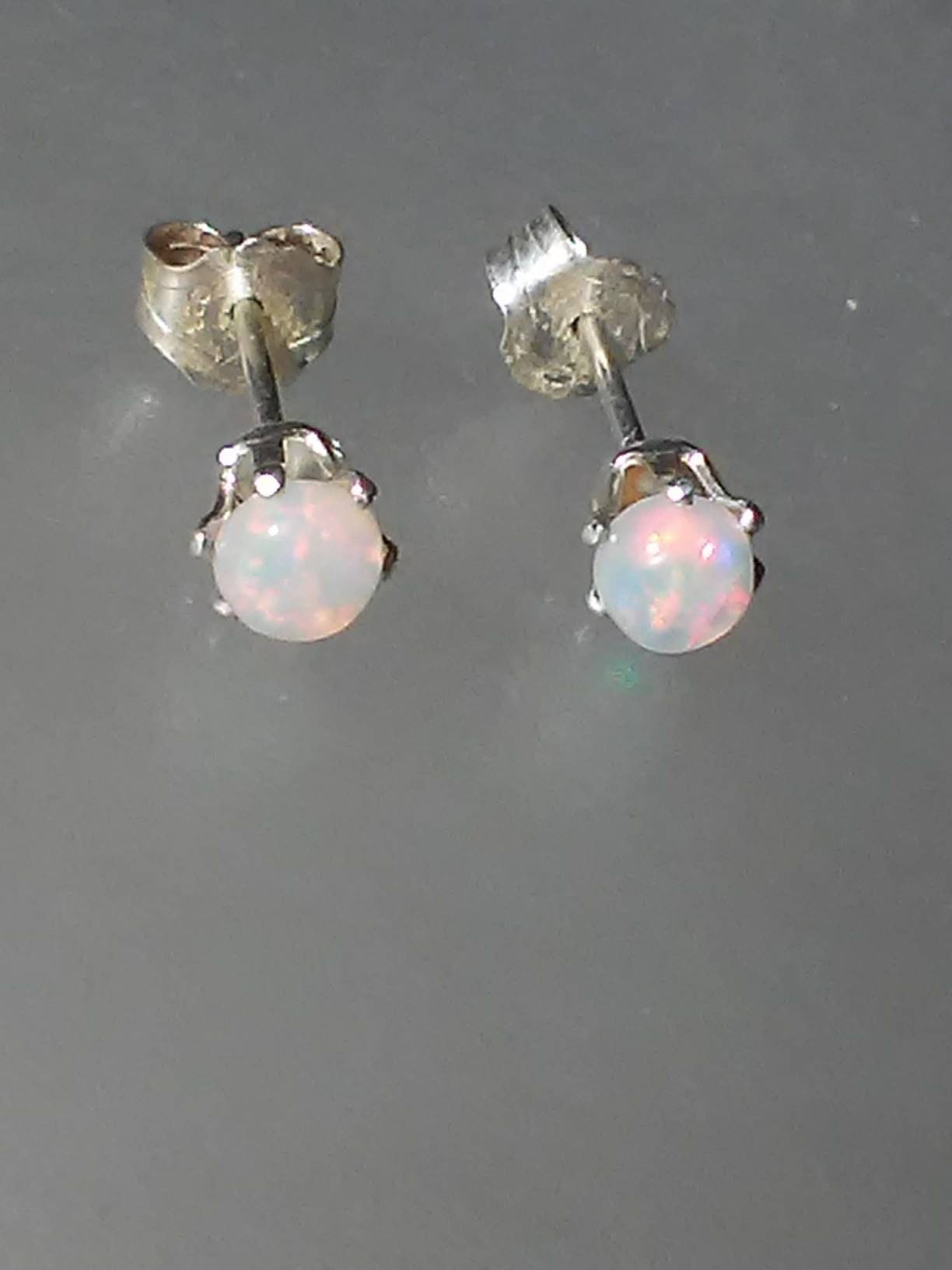 Ethiopian Welo Opal Stud Earrings Sterling Silver - Gems by Gigi