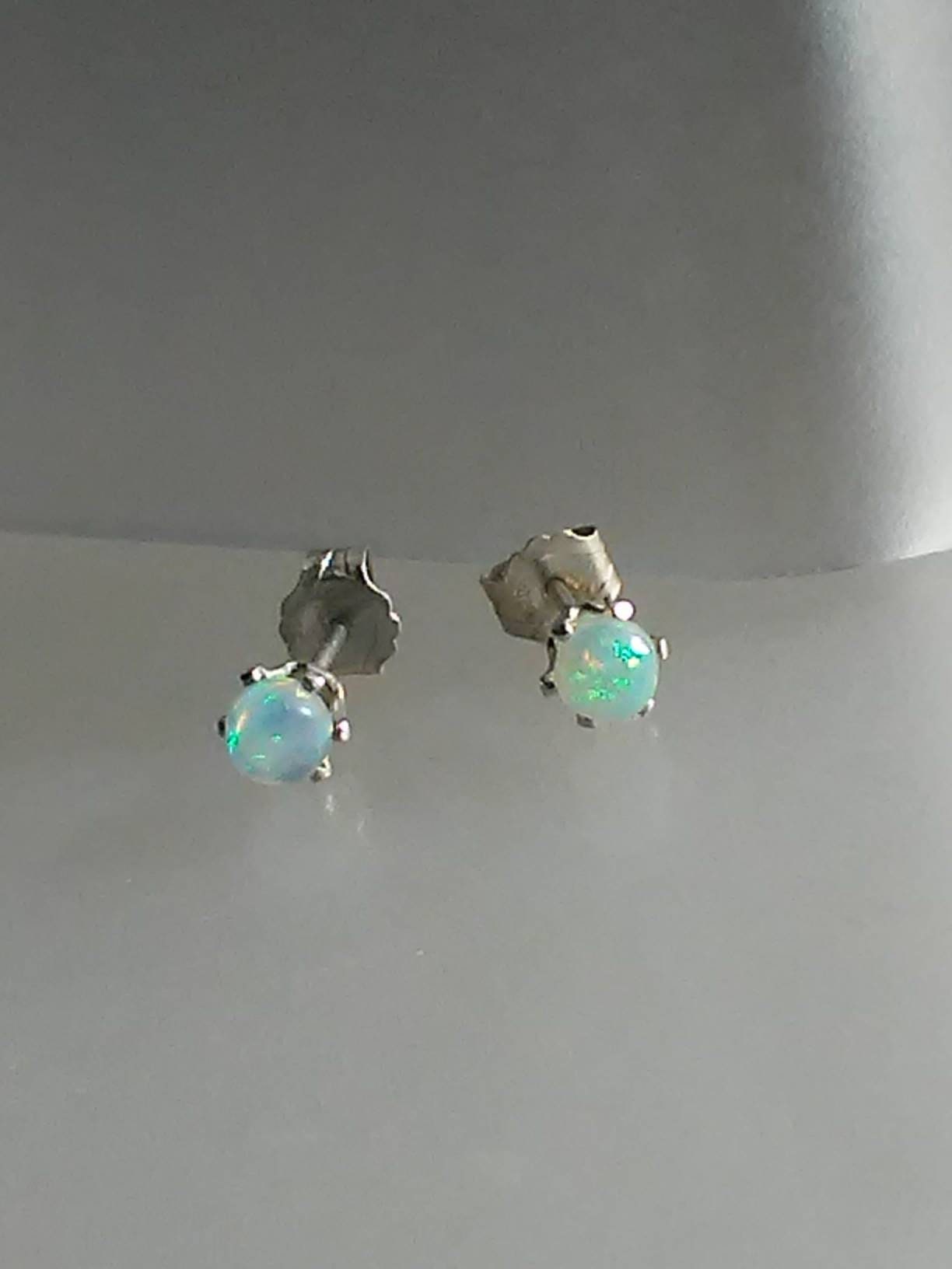 Ethiopian Welo Opal Stud Earrings Sterling Silver - Gems by Gigi