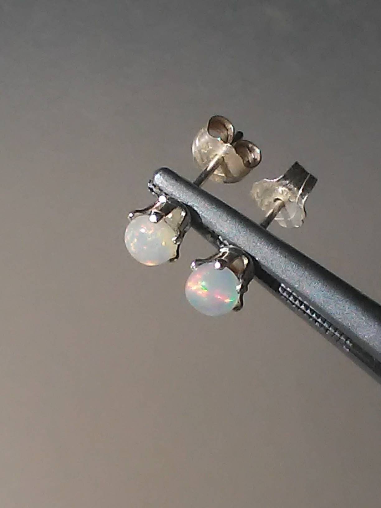 Ethiopian Welo Opal Stud Earrings Sterling Silver - Gems by Gigi